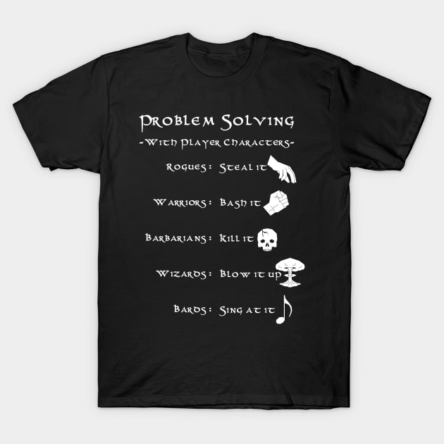 Problem Solving with Player Characters T-Shirt by ExplosiveBarrel